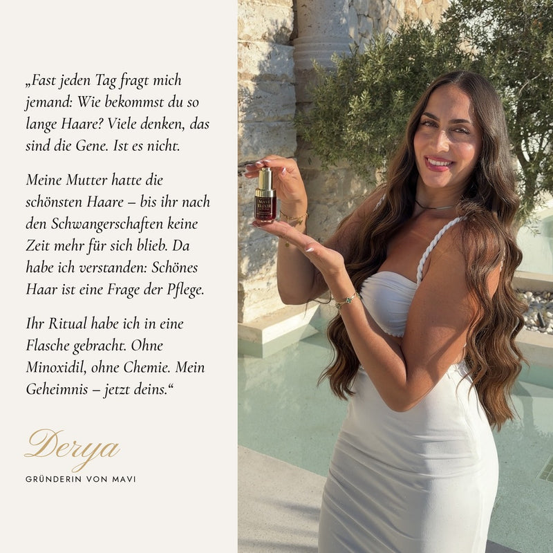 Derya, Gründerin von MAVI, mit MAVI ELIXIR
